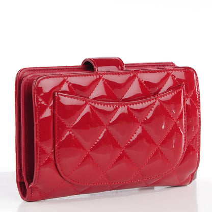 Chanel Patent Quilted Zip Pocket Wallet Red 3 of 8