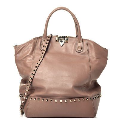 Valentino Garavani Calfskin Rockstud New Dome Bucket Tote Poudre 1 of 10