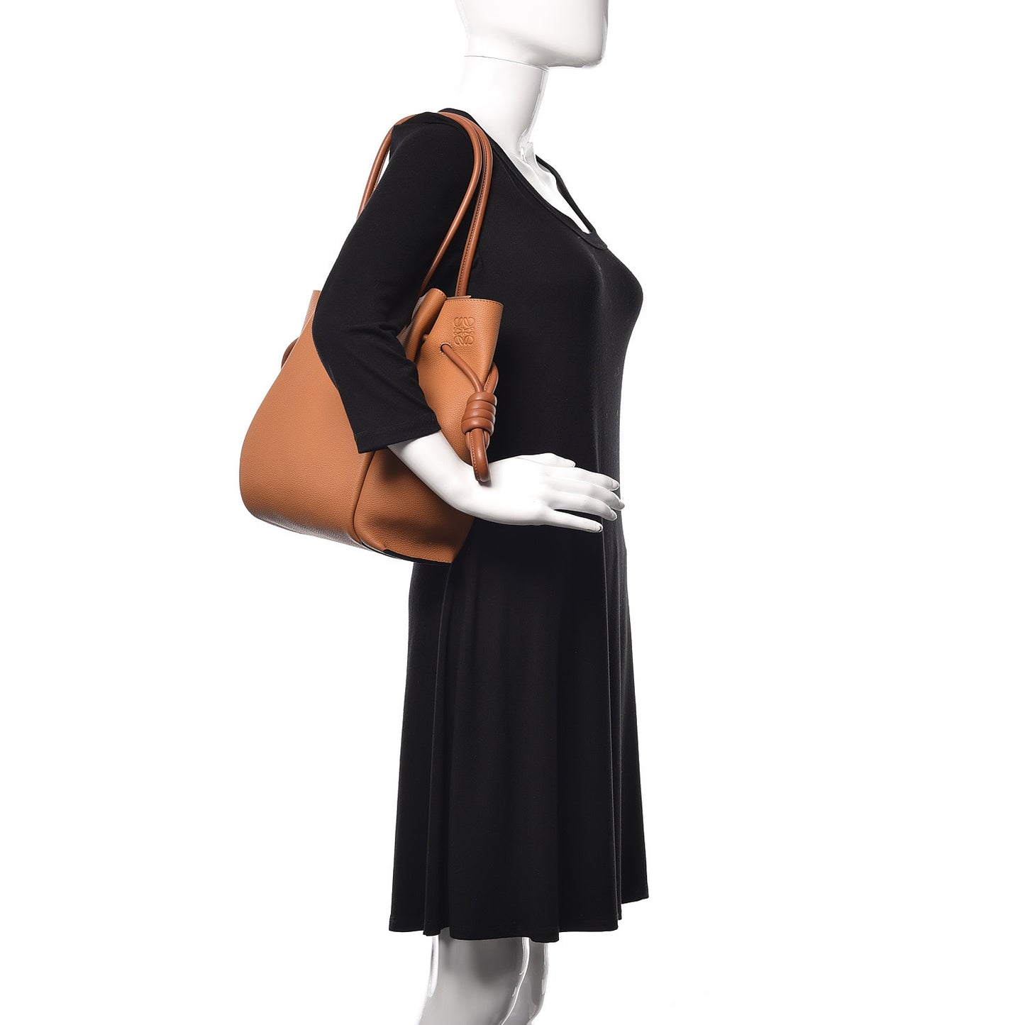Calfskin Small Flamenco Knot Bag Tan Light Caramel