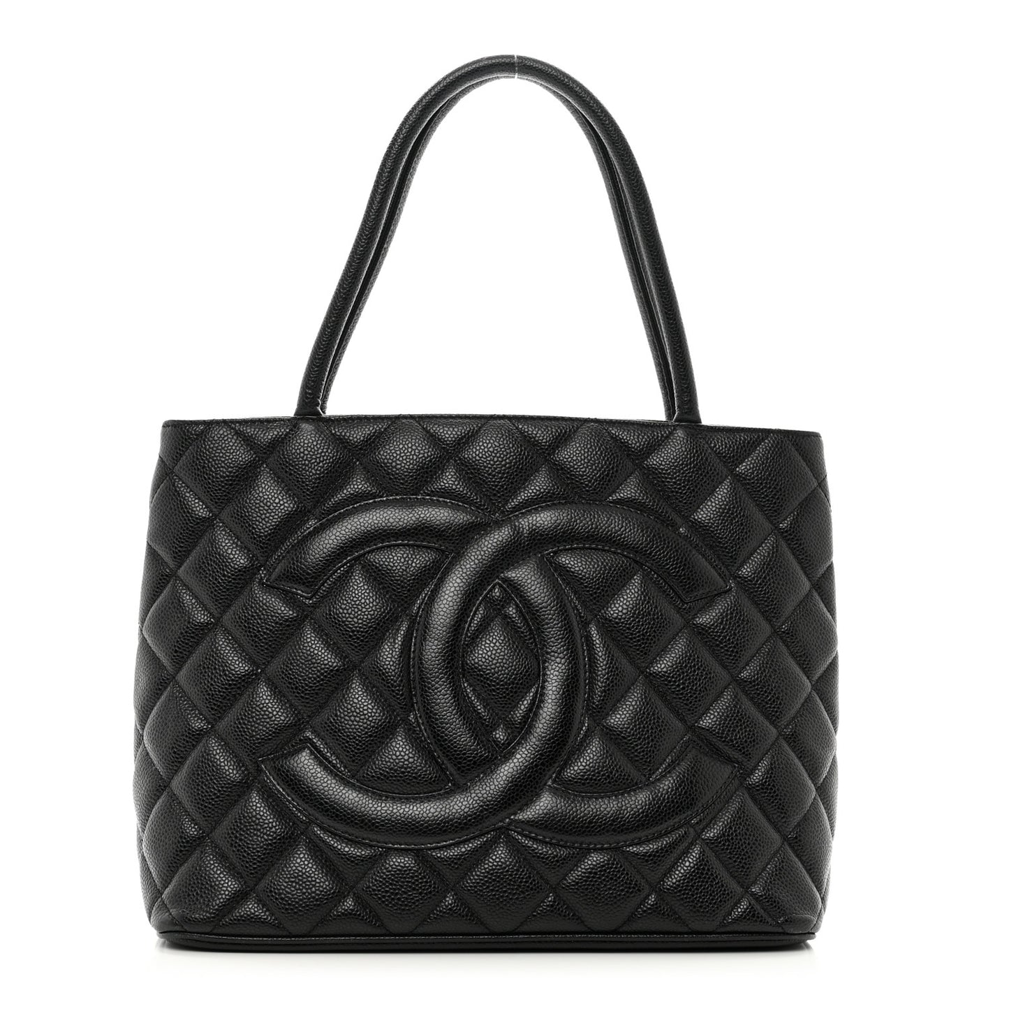 Caviar Quilted Medallion Tote Black