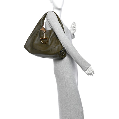 Gucci Grained Calfskin Softbit Maxi Shoulder Bag Forest Green 2 of 12