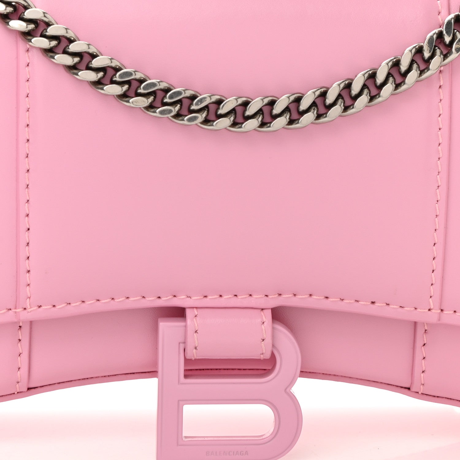 Balenciaga Shiny Box Calfskin Tonal B Hourglass Chain Bag Candy Pink 7 of 9