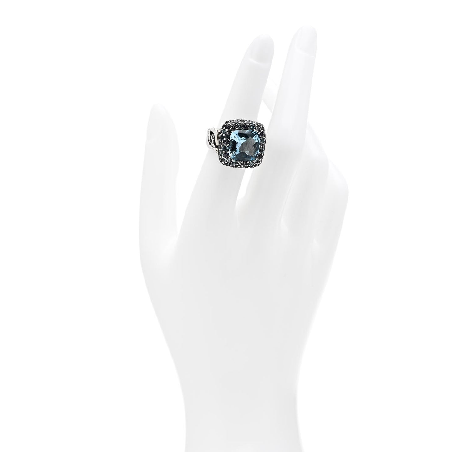 Sterling Silver Blue Topaz Iolite Aquamarine Batu Classic Chain Ring 50 5.5