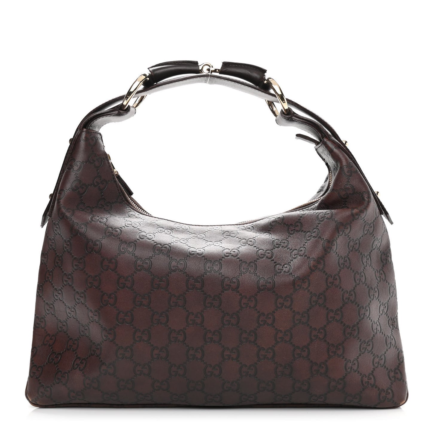 Guccissima Medium Horsebit Chain Hobo Dark Brown