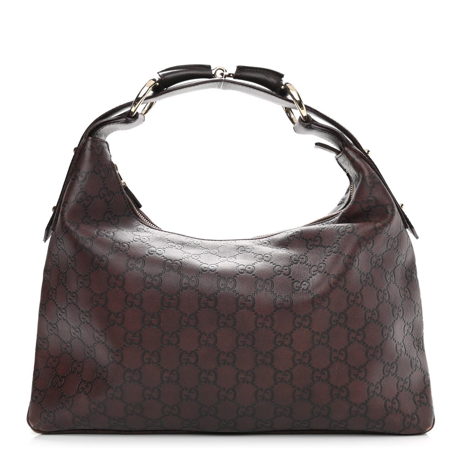 Gucci Guccissima Medium Horsebit Chain Hobo Dark Brown 1 of 12