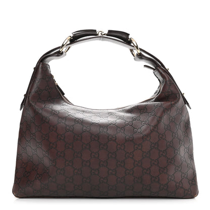 Gucci Guccissima Medium Horsebit Chain Hobo Dark Brown 1 of 12