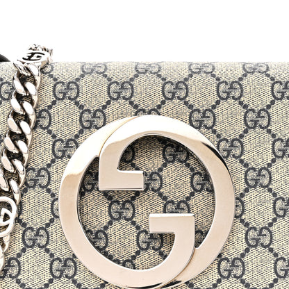 Gucci GG Supreme Monogram Textured Dollar Calfskin Blondie Chain Shoulder Flap Bag Beige Blue 8 of 11
