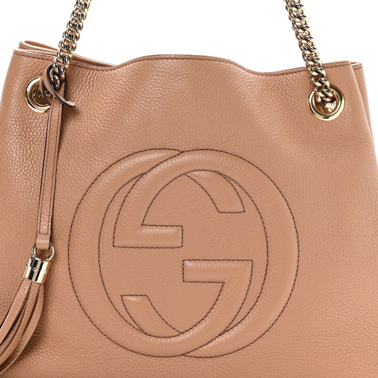 Gucci Pebbled Calfskin Medium Soho Chain Shoulder Bag Camelia 8 of 10