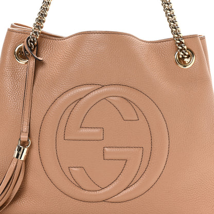 Gucci Pebbled Calfskin Medium Soho Chain Shoulder Bag Camelia 8 of 10