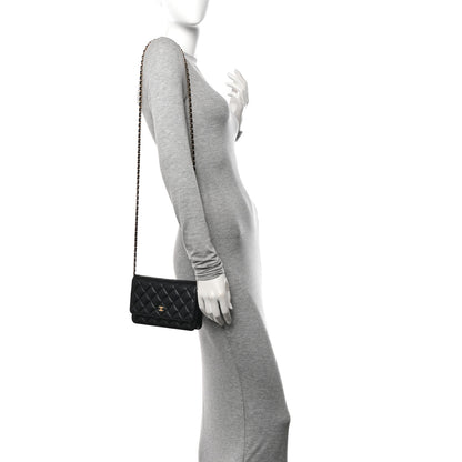 Chanel Lambskin Quilted Wallet On Chain WOC Black 2 of 12