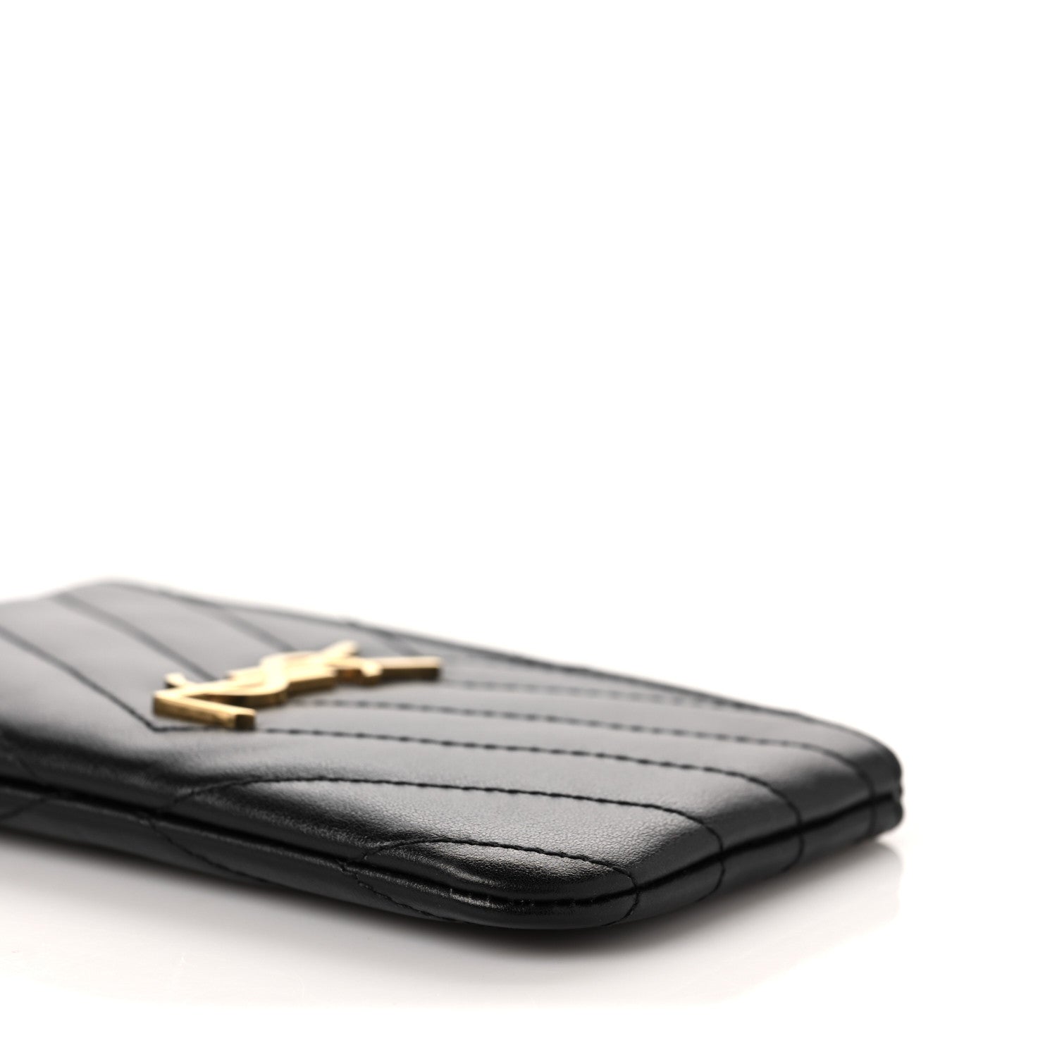 Saint Laurent Calfskin Matelasse Monogram Key Pouch Black 9 of 9