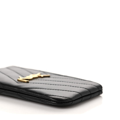 Saint Laurent Calfskin Matelasse Monogram Key Pouch Black 9 of 9