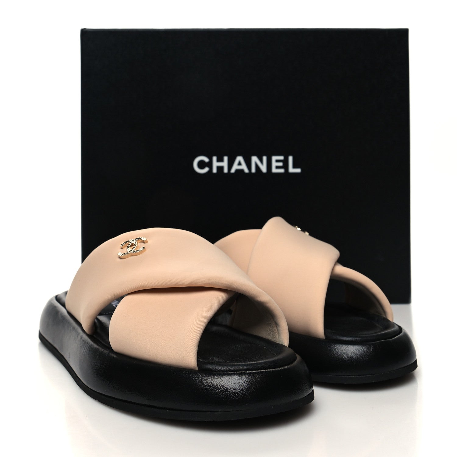 Chanel Fabric CC Mules Sandals 36 Light Beige 11 of 11