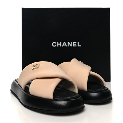 Chanel Fabric CC Mules Sandals 36 Light Beige 11 of 11