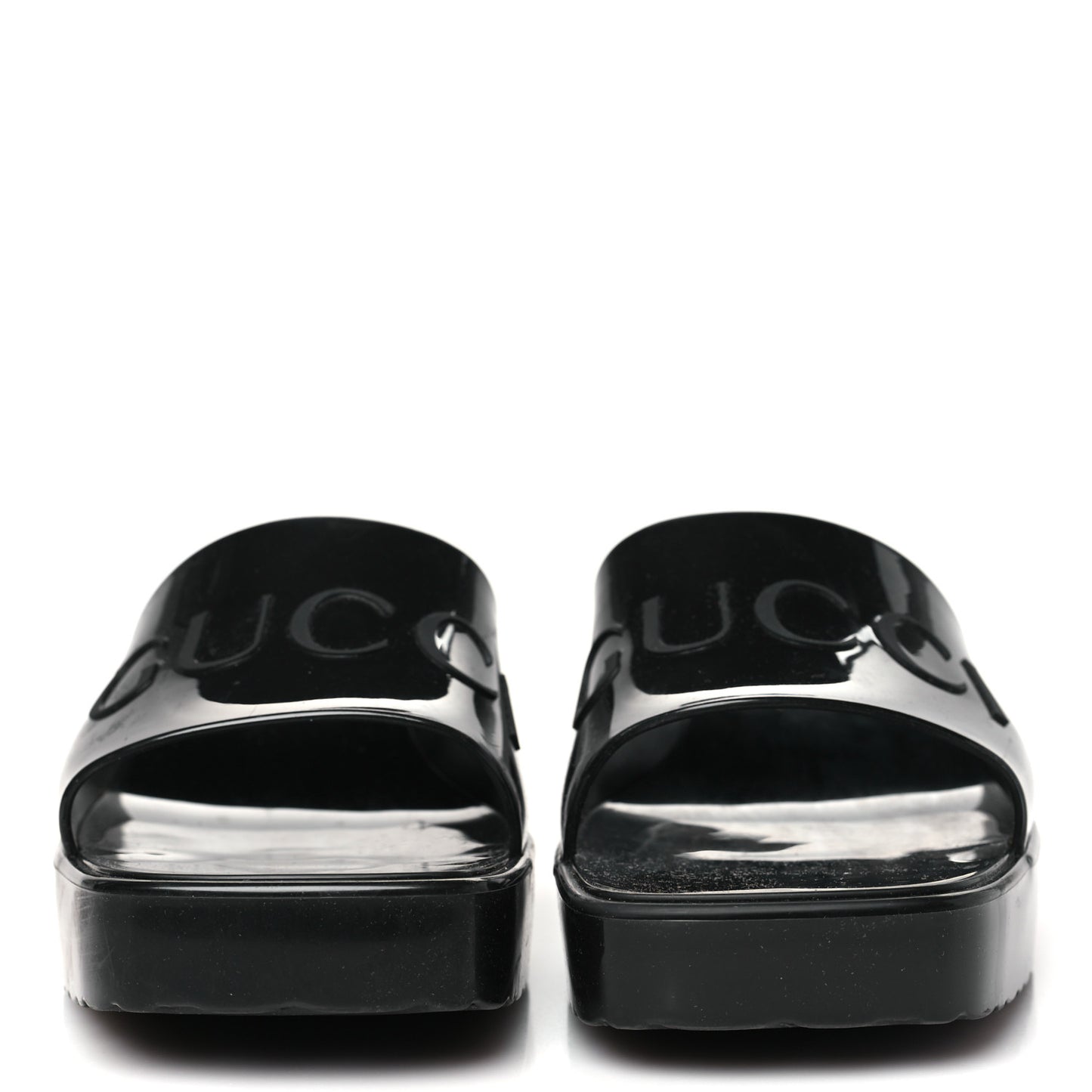 Rubber Gucci Logo Womens Platform 20/60mm Slide Sandals 36 Black