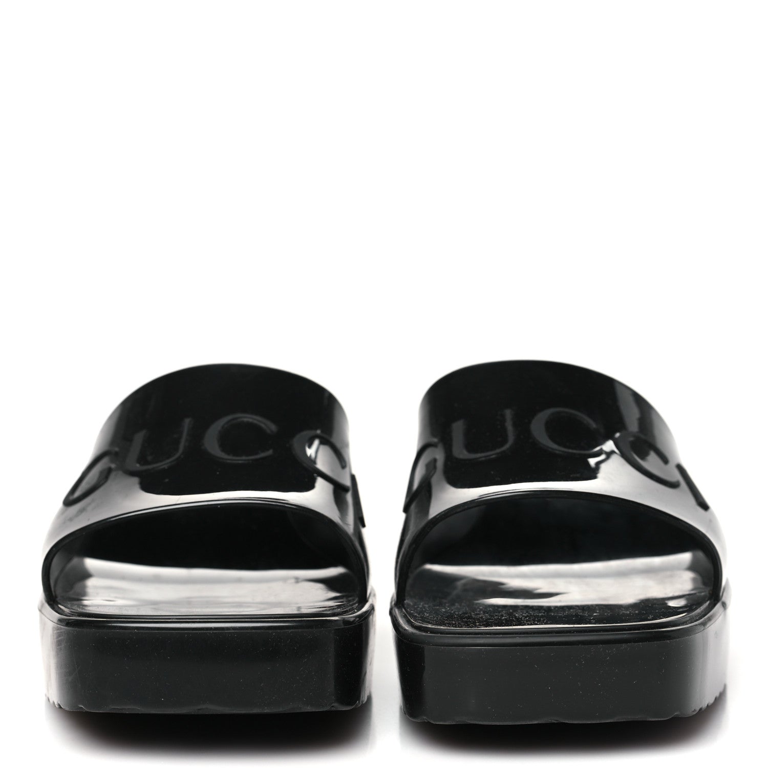 Gucci Rubber Gucci Logo Womens Platform 20/60mm Slide Sandals 36 Black 3 of 10