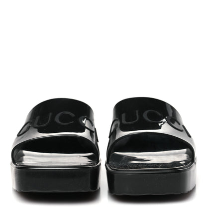Gucci Rubber Gucci Logo Womens Platform 20/60mm Slide Sandals 36 Black 3 of 10
