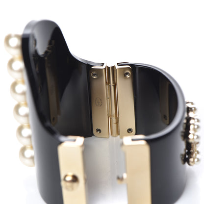 Chanel Resin Pearl CC Cuff Black 5 of 7