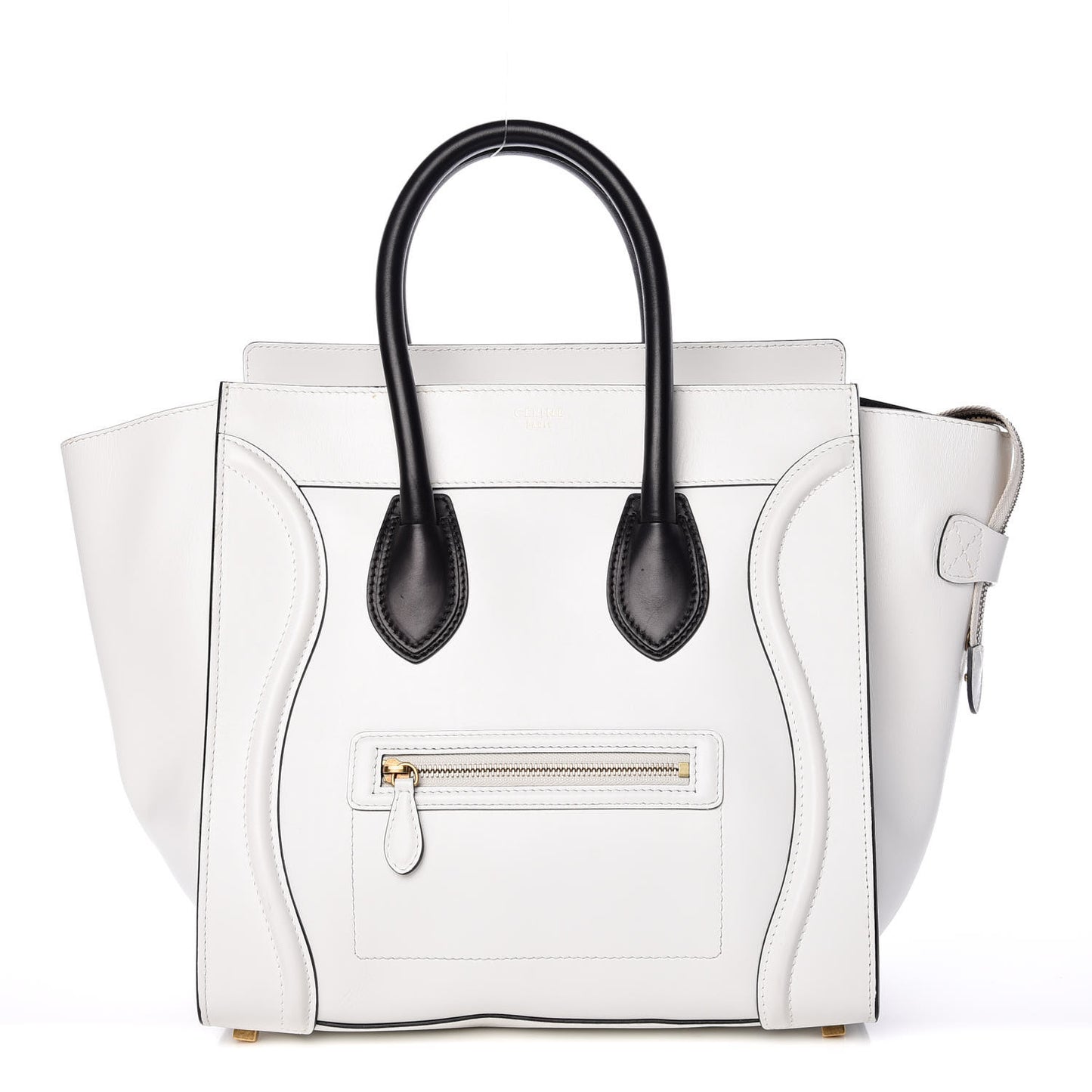 Satin Calfskin Mini Bi-Color Luggage White Black