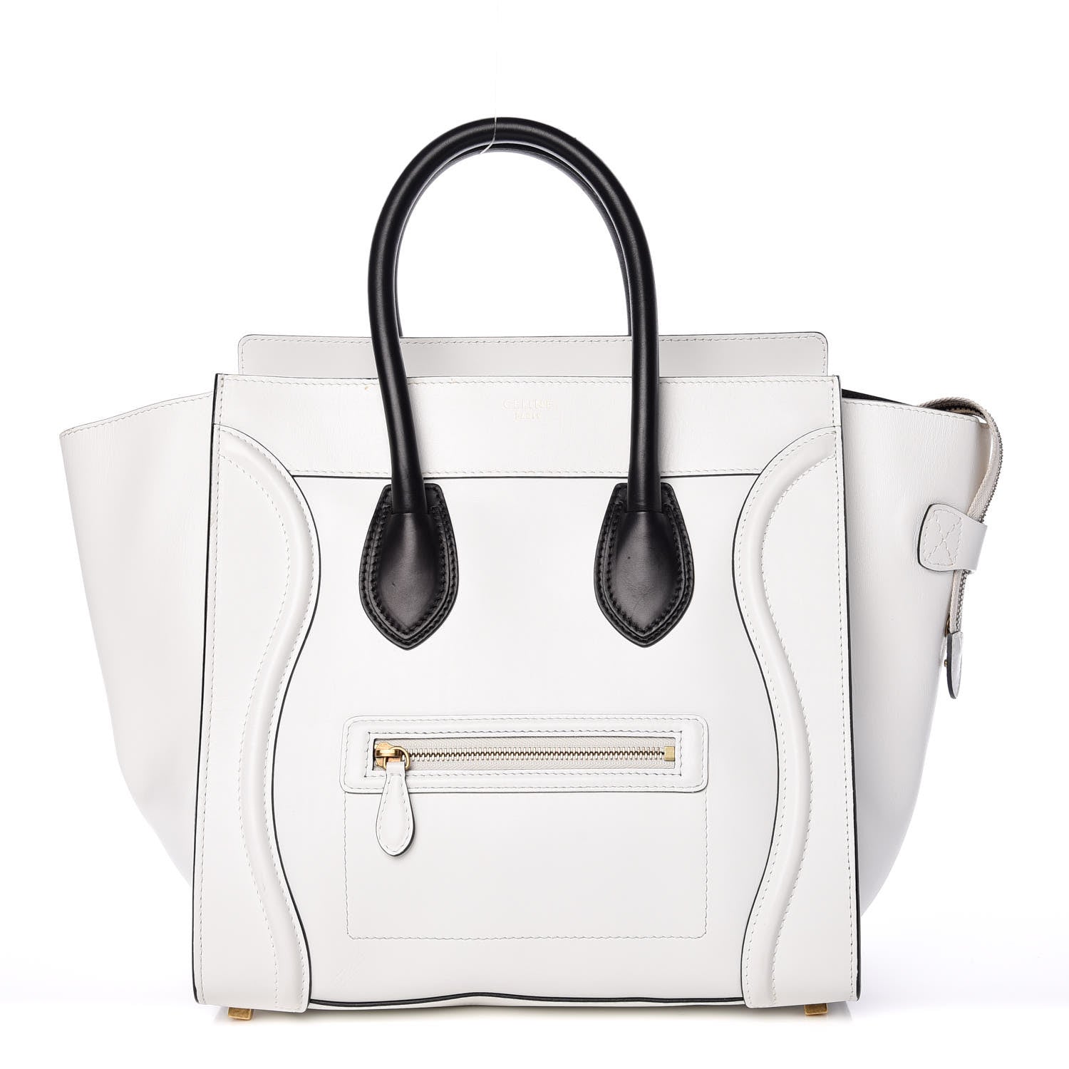 Celine Satin Calfskin Mini Bi-Color Luggage White Black 1 of 13