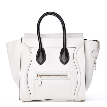 Celine Satin Calfskin Mini Bi-Color Luggage White Black 1 of 13