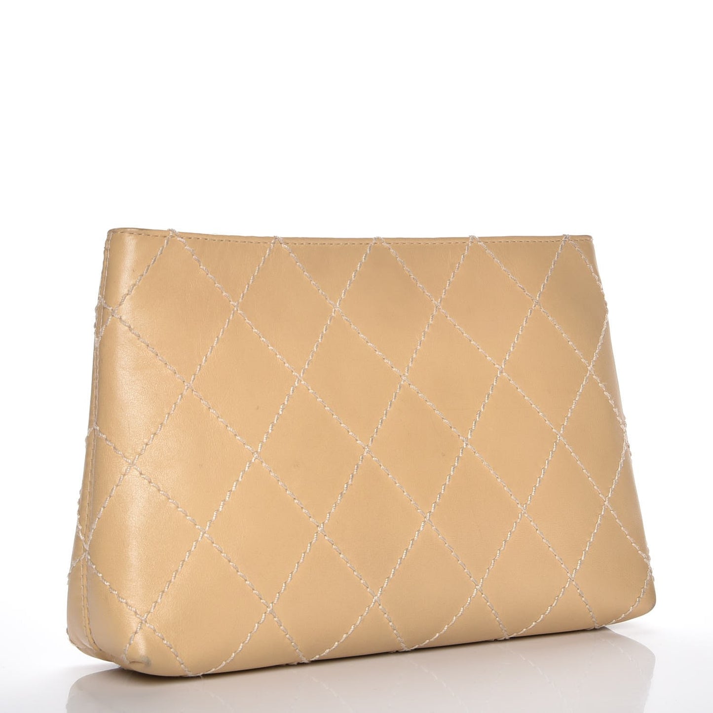 Lambskin Diamond Stitch Clutch Beige