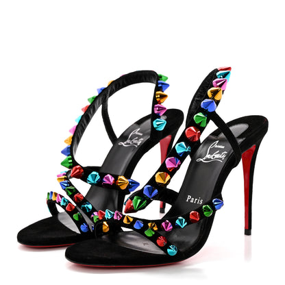 Christian Louboutin Suede Spikita 100 Sandals 39 Black Multicolor 3 of 10