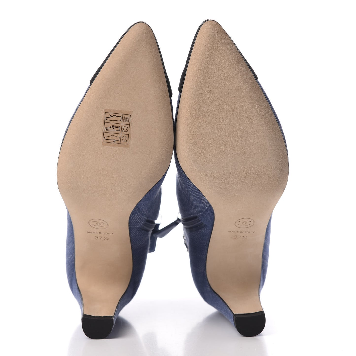 Denim Grosgrain Cap Toe Short Boots 37 Blue