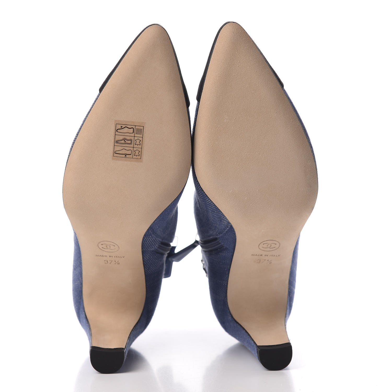 Chanel Denim Grosgrain Cap Toe Short Boots 37 Blue 5 of 9