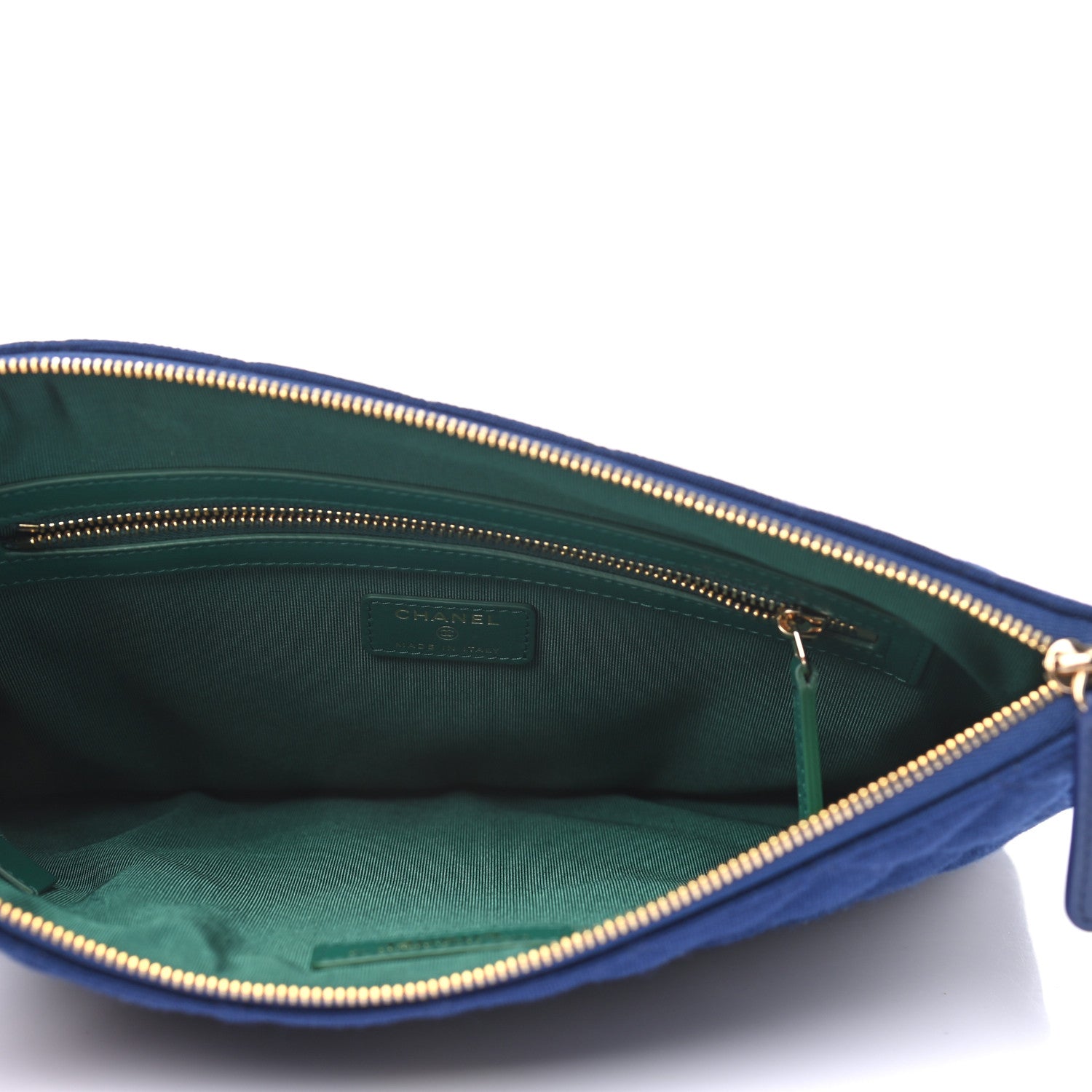 Chanel Jersey Quilted Medium Cosmetic Case Blue 5 of 8