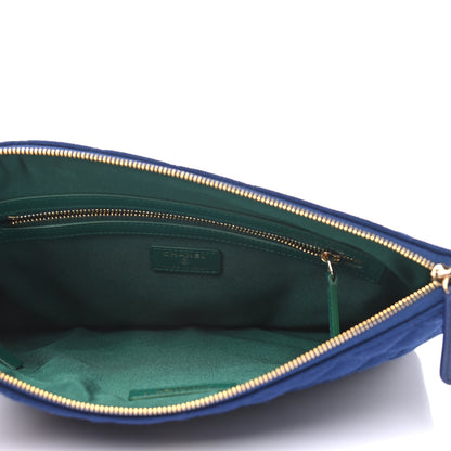 Chanel Jersey Quilted Medium Cosmetic Case Blue 5 of 8