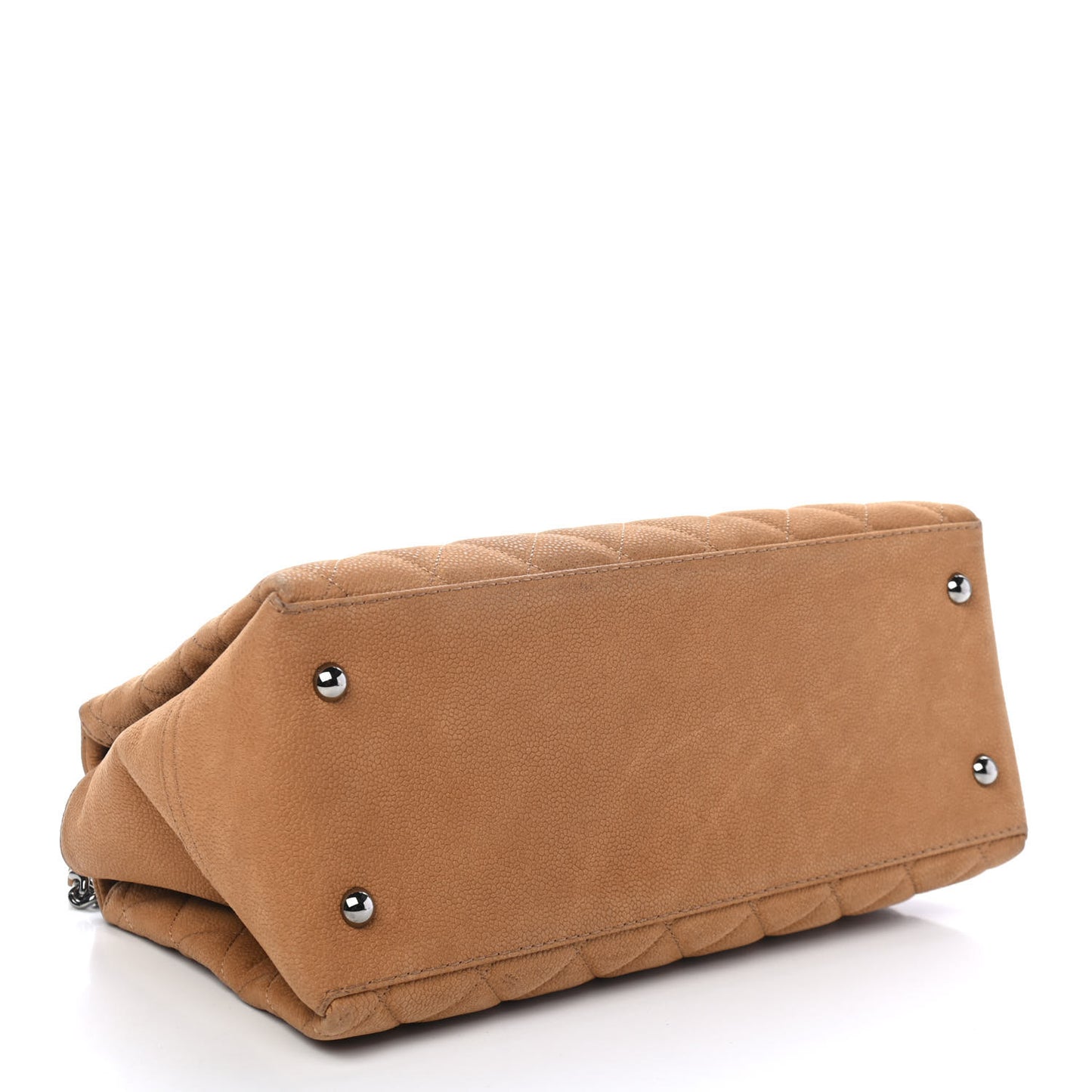 Iridescent Caviar Quilted Lady Pearly Tote Beige