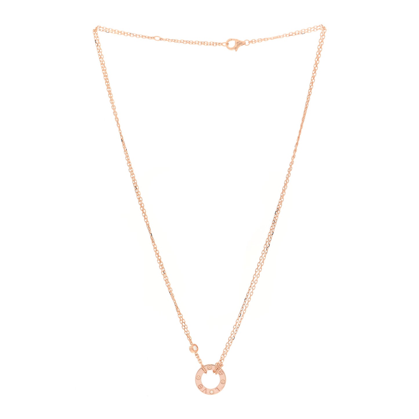 18K Pink Gold 2 Diamond LOVE Necklace