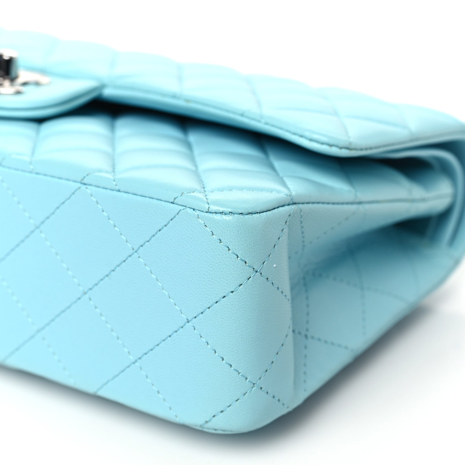Chanel Lambskin Quilted Medium Double Flap Neon Blue 10 of 10