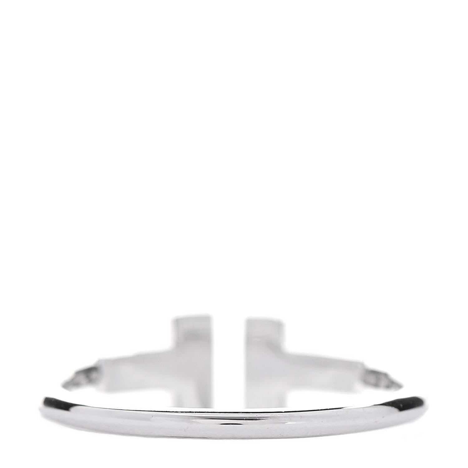 Tiffany 18K White Gold Diamond T Wire Ring 53 6.5 3 of 5