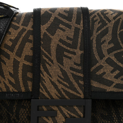 Fendi X SARAH COLEMAN Fabric Jacquard Vitello Grace FF Vertigo Woven Lanyard Large Baguette Tobacco Moro Black 8 of 11