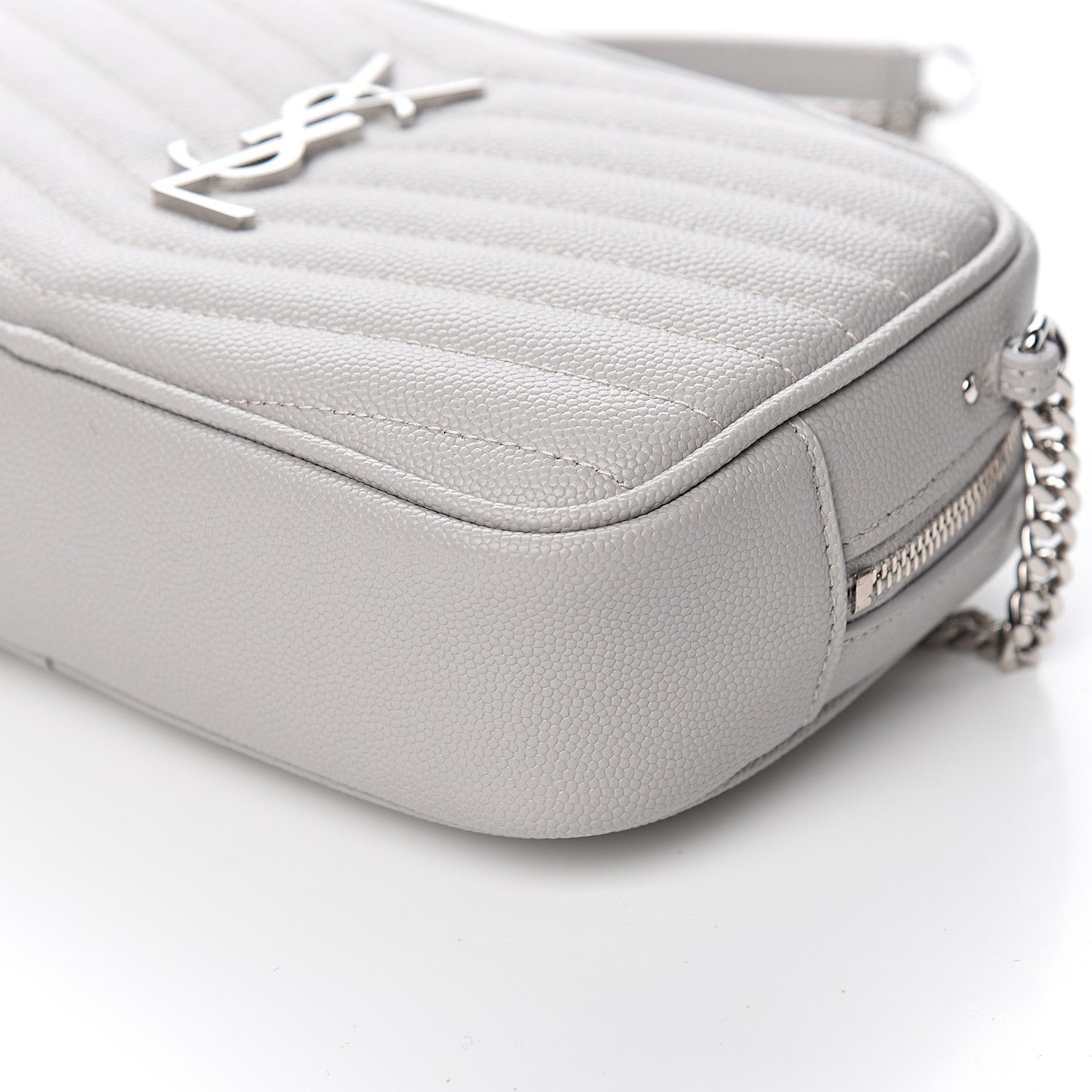 Saint Laurent Grain De Poudre Matelasse Monogram Mini Lou Camera Bag Granite 8 of 9