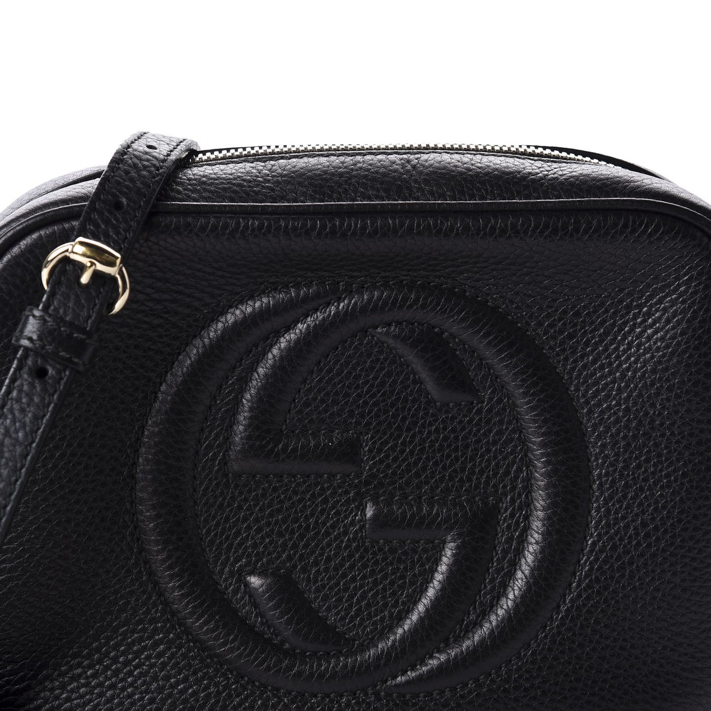 Pebbled Calfskin Small Soho Disco Bag Black