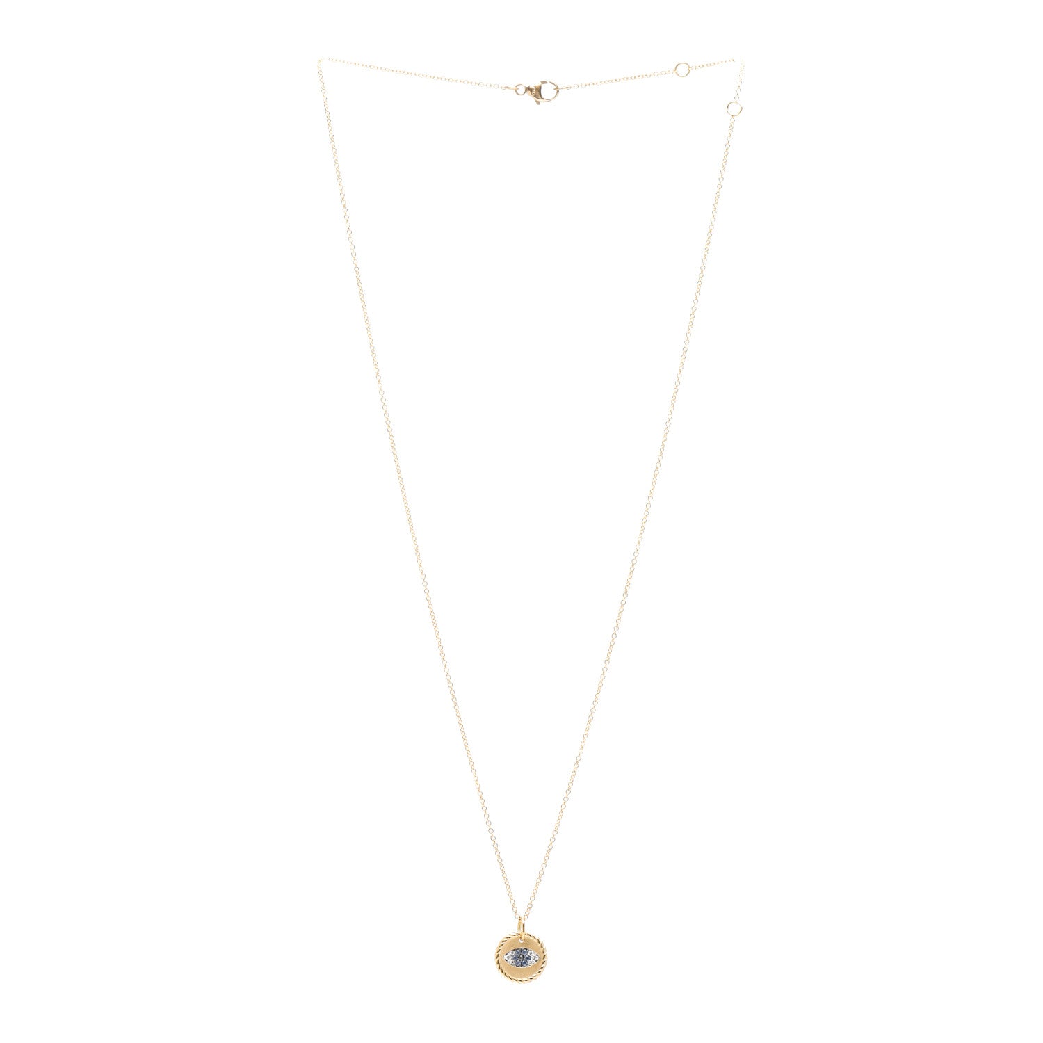 David Yurman 18K Yellow Gold Blue Sapphire Diamond Evil Eye Necklace 3 of 4