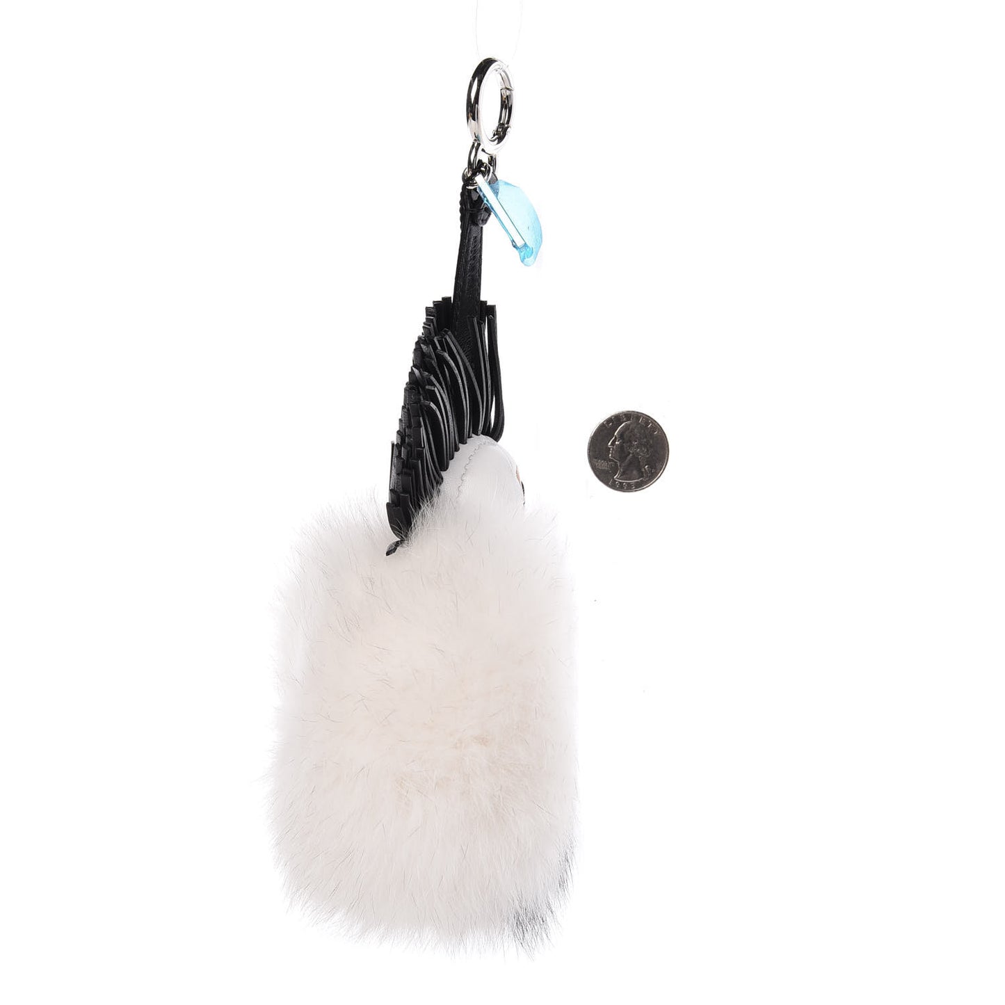 Lambskin Fox Fur Super Karlito Pom Pom Bag Charm Black White