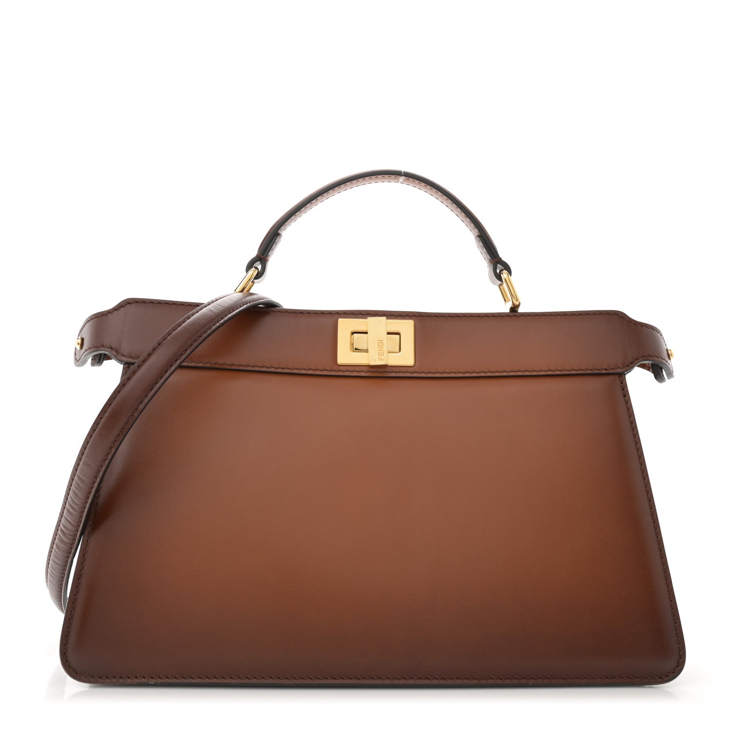 Fendi Vitello King Tamponato Medium Peekaboo I SEE U East West Satchel Cuoio 1 of 13