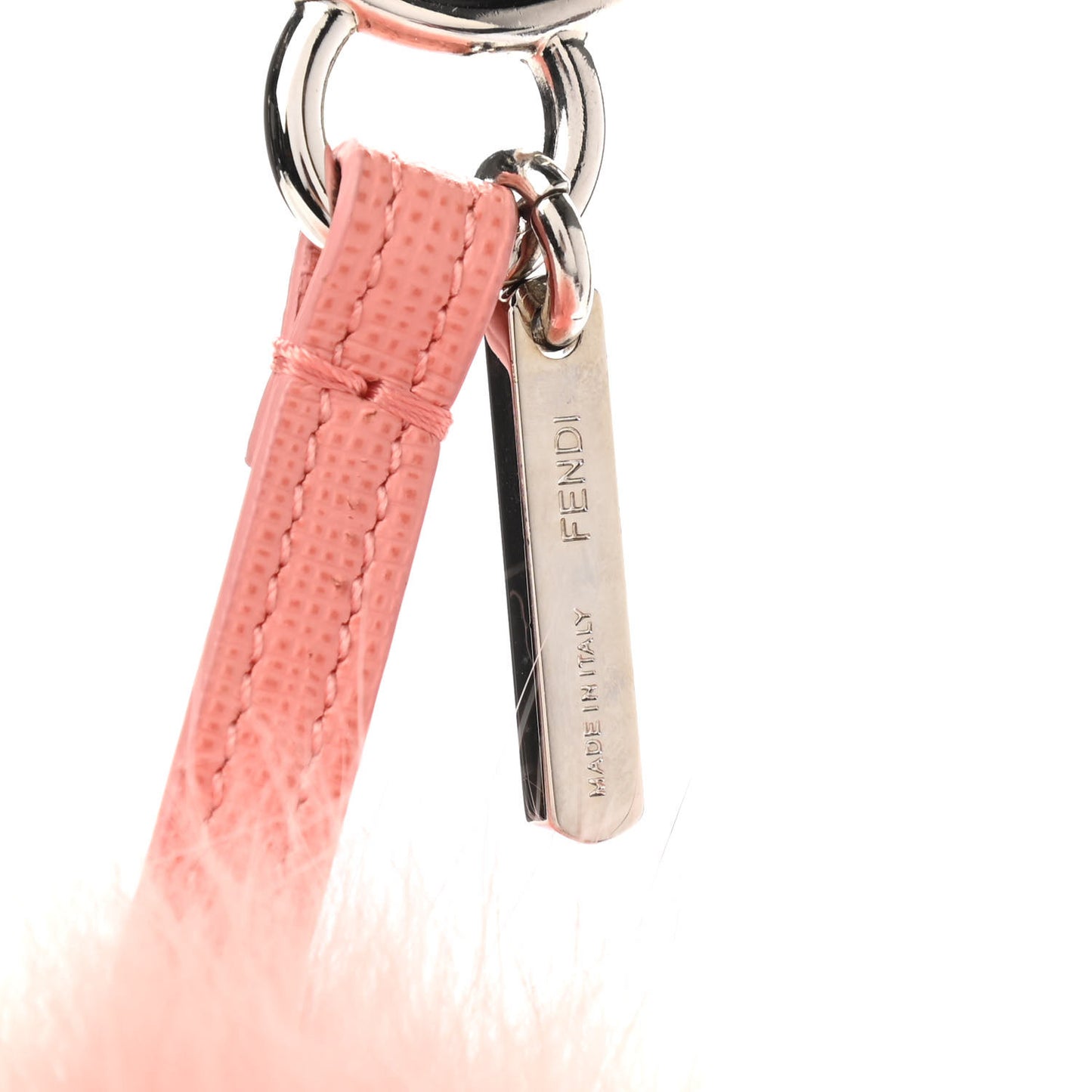 Fox Fur Vitello Elite Pom Pom Bag Charm Peach
