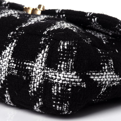 Chanel Tweed Quilted Large Chanel 19 Flap Black White 8 of 11
