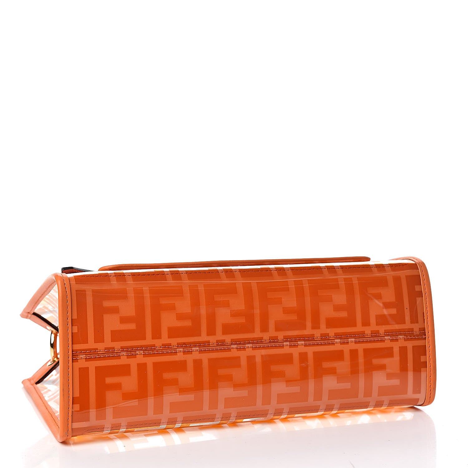 Fendi TPU FF Vitello Century Plexiglass Small Runaway Shopper Tote Aranciata 4 of 11