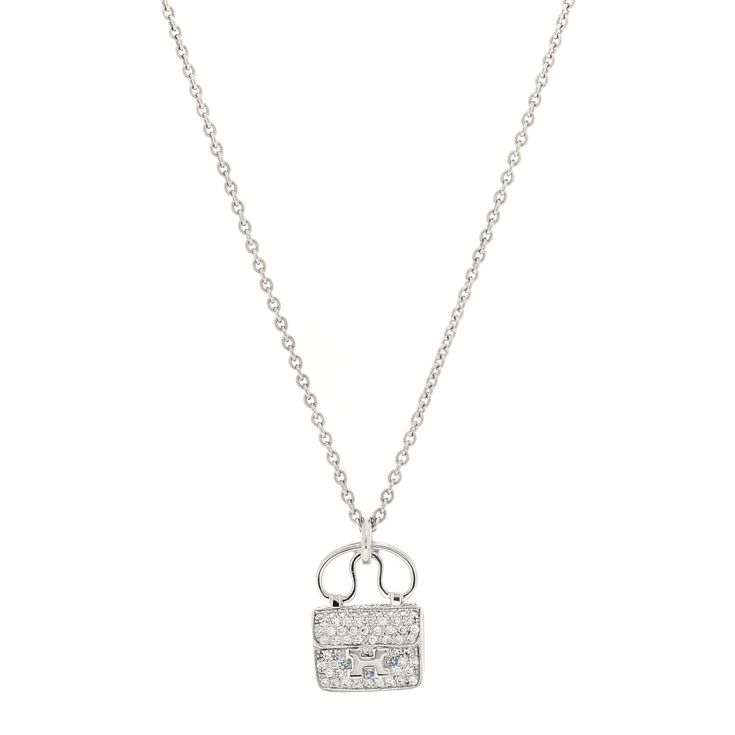 18K White Gold Diamond Constance Amulette Pendant Necklace