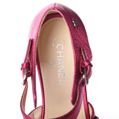 Chanel Metallic Gladiator Chain Sandals 38.5 Dark Pink 5 of 7
