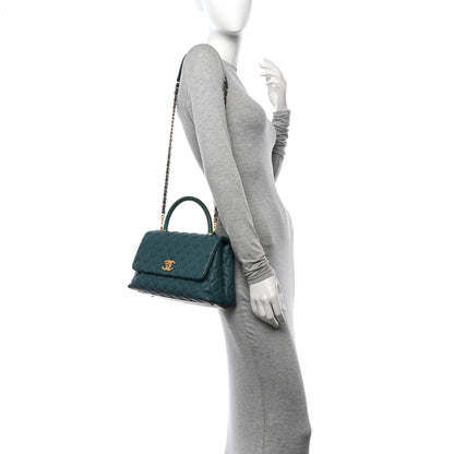 Chanel Caviar Lizard Quilted Small Coco Handle Flap Dark Turquoise 2 of 10
