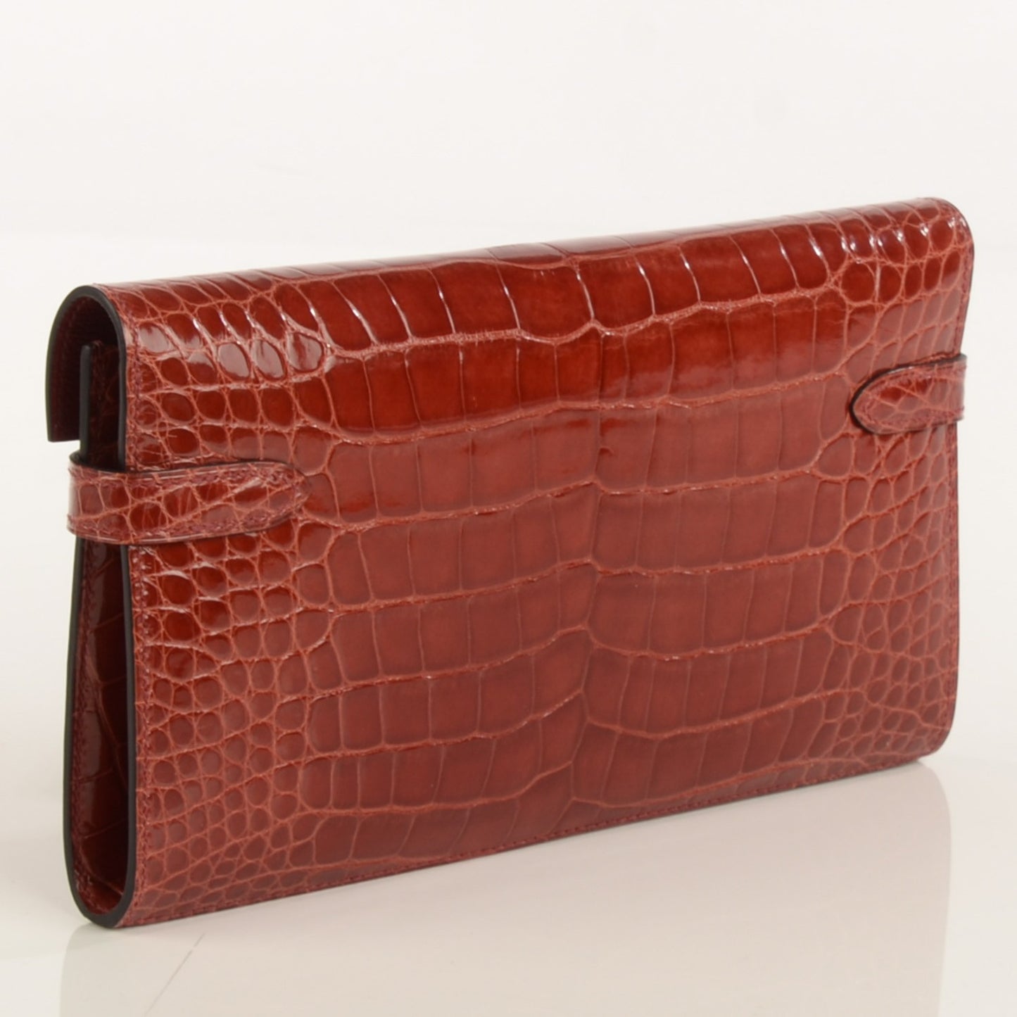Shiny Alligator Kelly Longue Wallet Rouge H