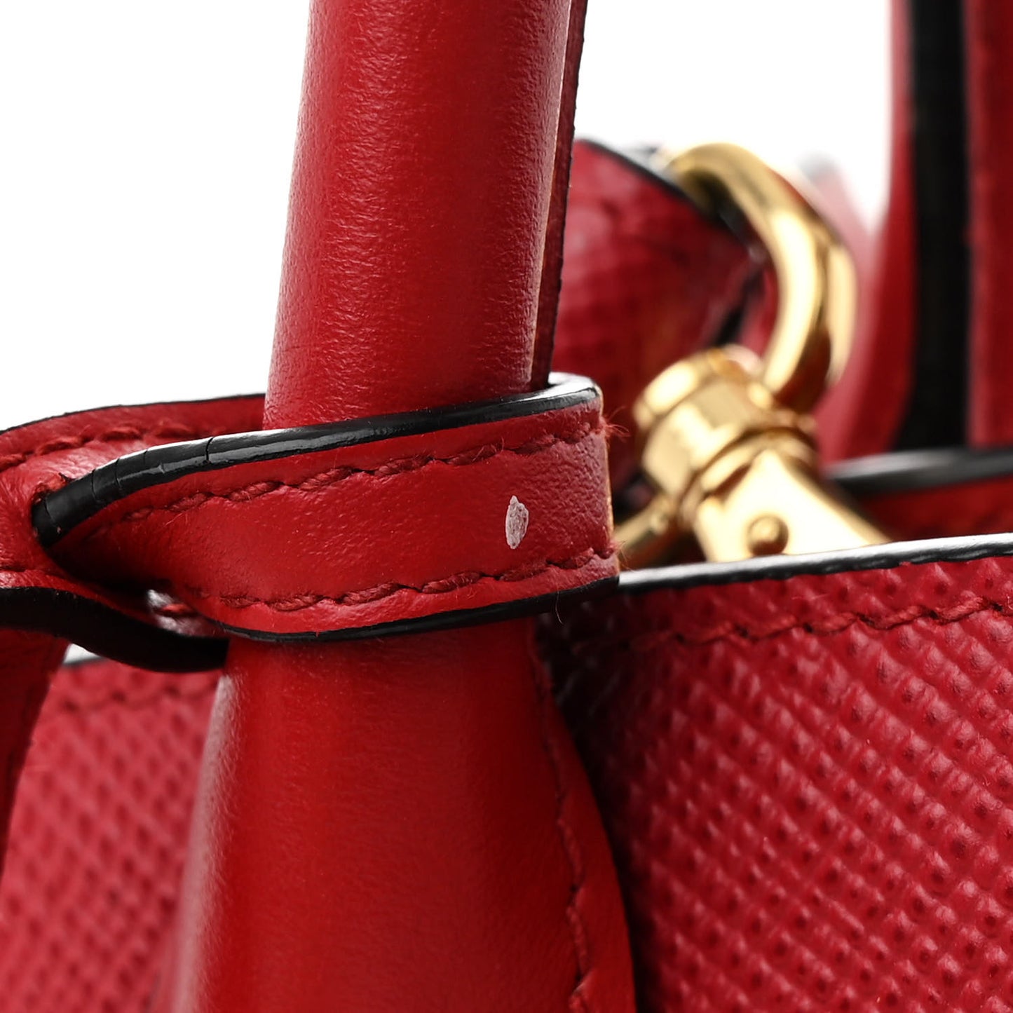 Saffiano Cuir Calfskin Small Monochrome Top Handle Tote Fuoco