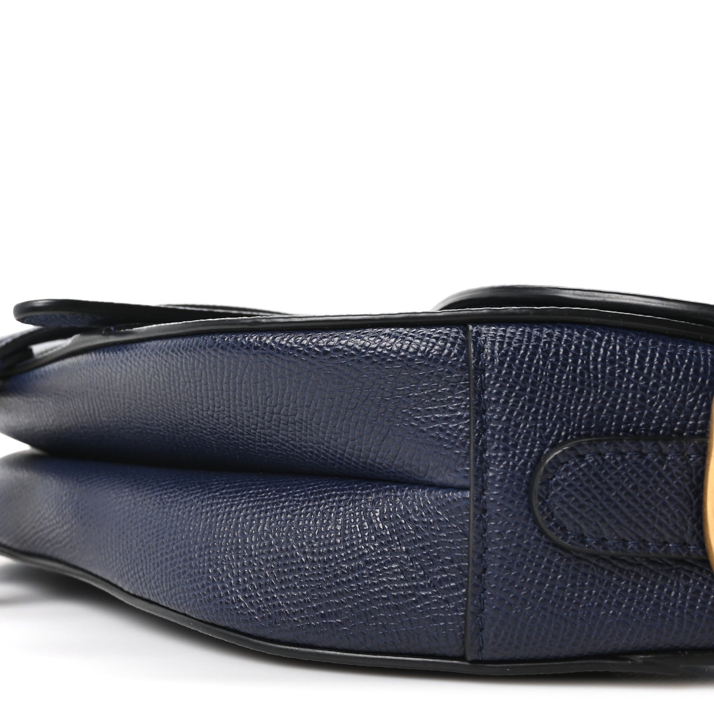 Grained Calfskin Saddle Bag With Strap Deep Ocean